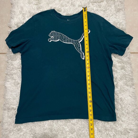 PUMA Mens XLarge Teal Short Sleeve Logo Graphic Print Shirt - Picture 3 of 5